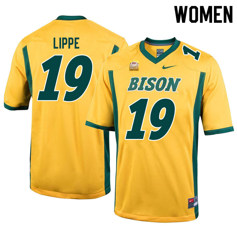 Women #19 Jake Lippe North Dakota State Bison College Football Jerseys Sale-Yellow - Click Image to Close